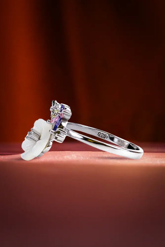 Rhodium Plated Mop Unique Pearl Ring