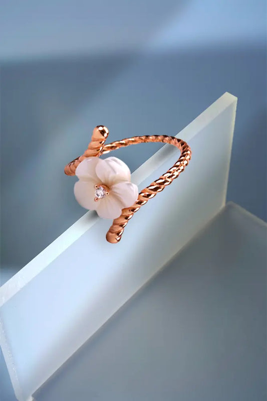 Rose Gold White Dainty Mop Ring