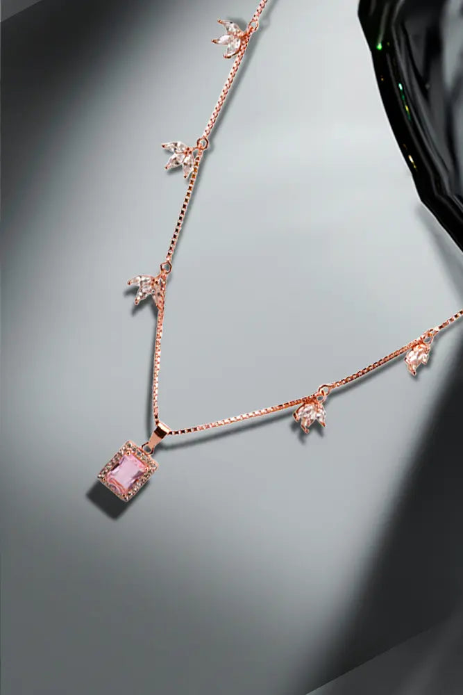 Rose Gold Pendant Chain With Stud