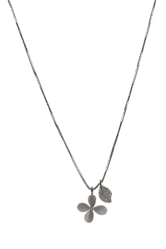 Rhodium Tone White Pendant Chain