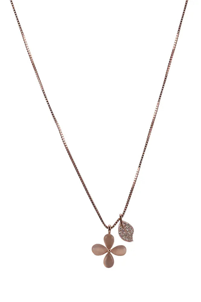 Rose Gold Flower Pendant With Chain