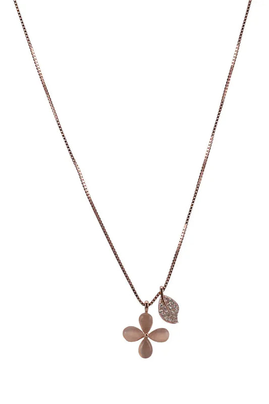 Rose Gold Flower Pendant With Chain