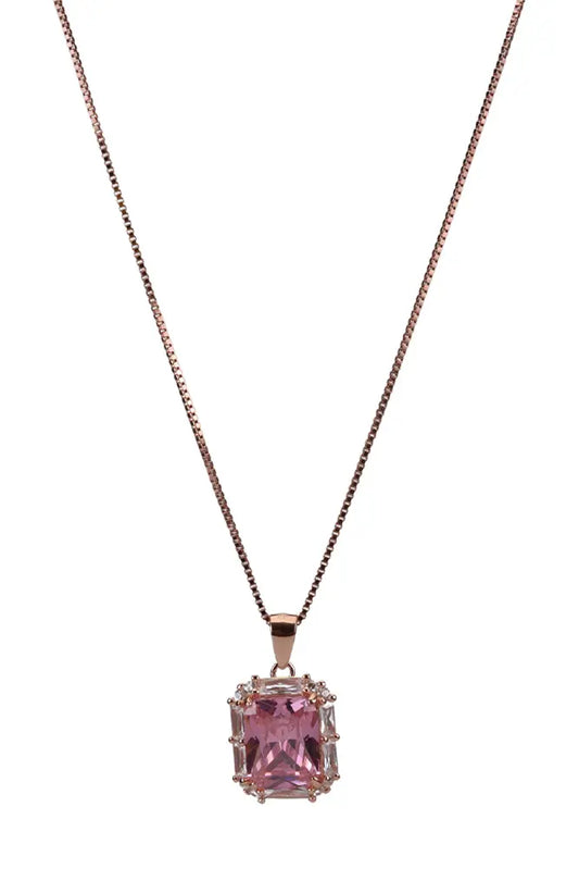 Rose Gold With Marine Pink Pendant With Stud