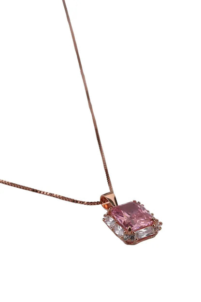 Rose Gold With Marine Pink Pendant With Stud