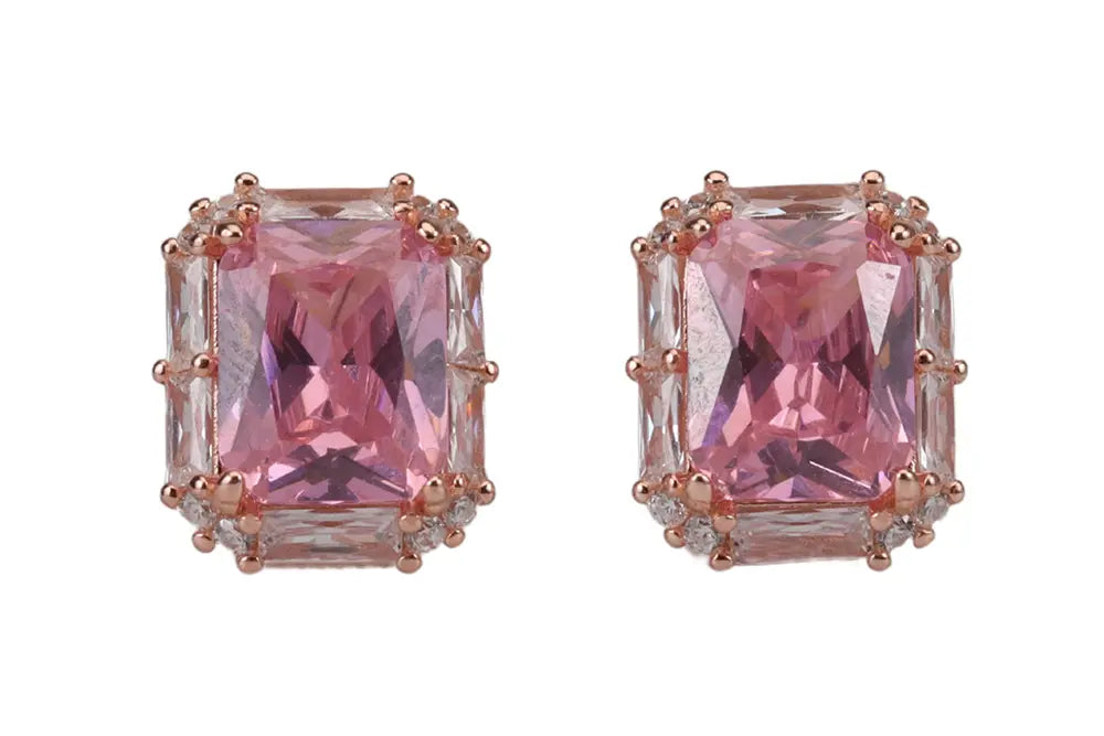 Rose Gold With Marine Pink Pendant With Stud