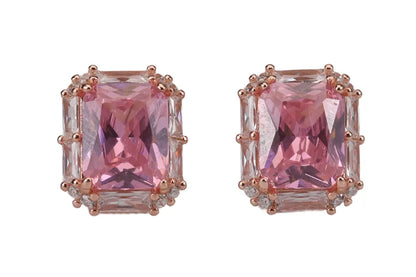 Rose Gold With Marine Pink Pendant With Stud