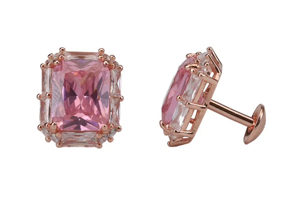 Rose Gold With Marine Pink Pendant With Stud