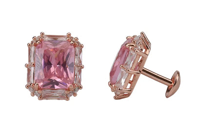 Rose Gold With Marine Pink Pendant With Stud