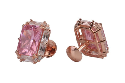 Rose Gold With Marine Pink Pendant With Stud