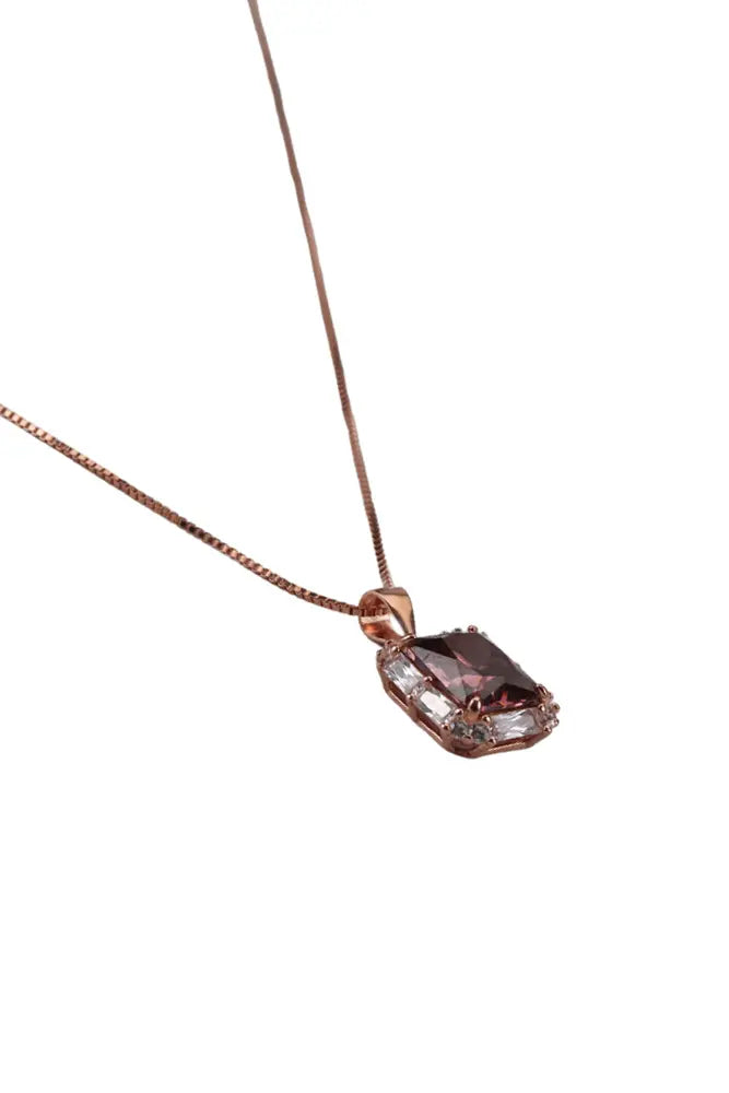 Rose Gold Dark Honey Pendant With Stud
