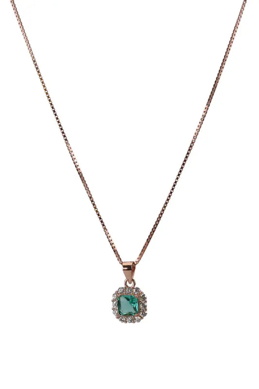 Rose Gold Pendant With Spectrum CZ Pendant Set