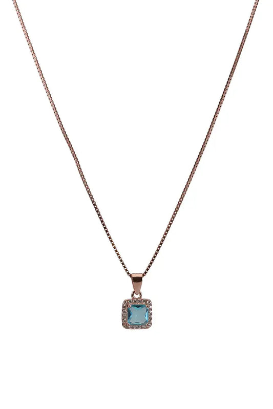 Rose Gold Unique Costal Teal Pendant With Stud