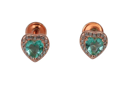 Rose Gold Verdant Green Heart Pendant With Stud