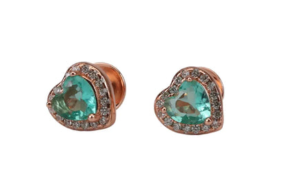 Rose Gold Verdant Green Heart Pendant With Stud