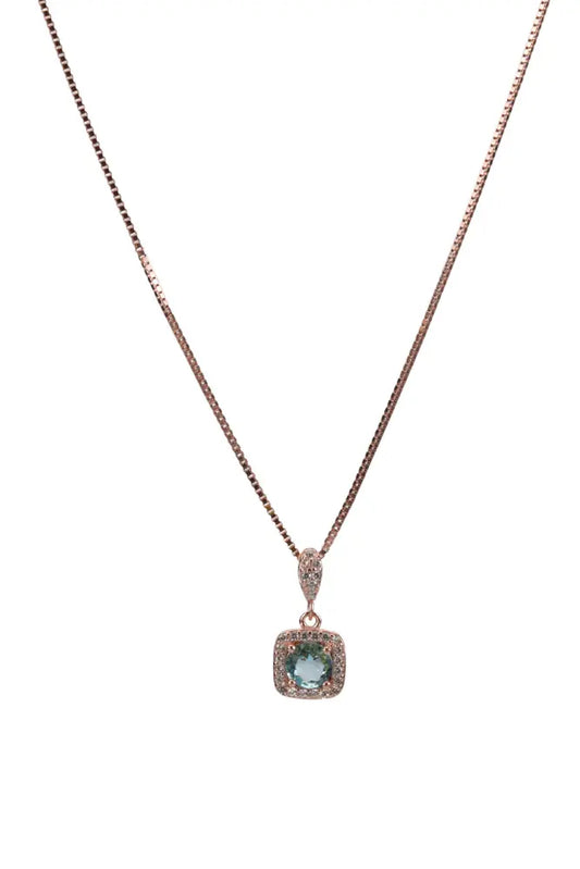 Rose Gold Clover Green Chain With Stud