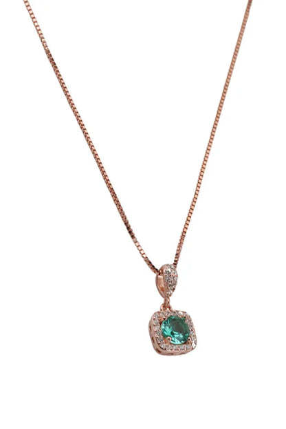 Rose Gold Forest Green Pendant With Stud