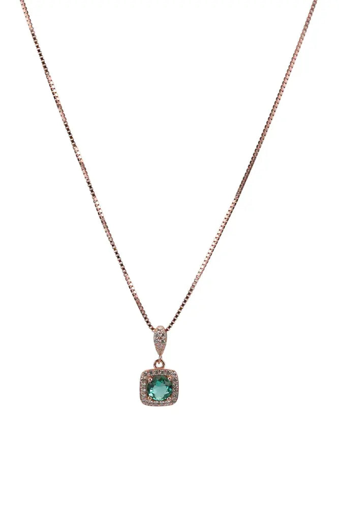 Rose Gold Forest Green Pendant With Stud