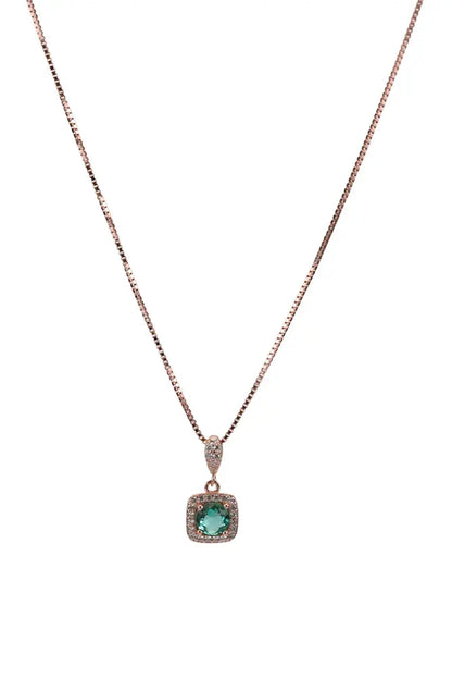 Rose Gold Forest Green Pendant With Stud