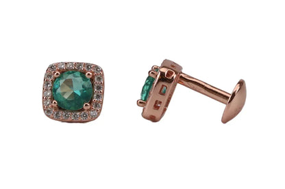 Rose Gold Forest Green Pendant With Stud