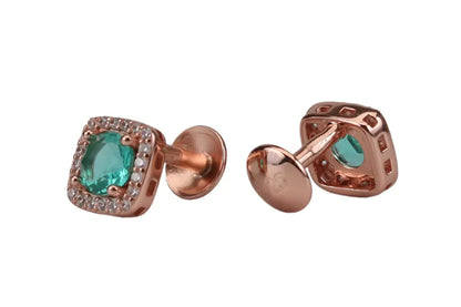 Rose Gold Forest Green Pendant With Stud