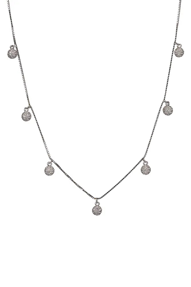 Rhodium Round Ball Charms Chain