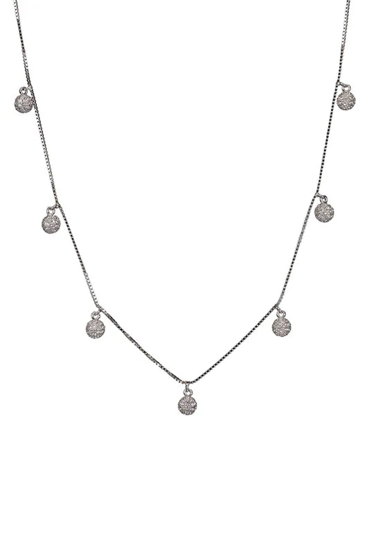 Rhodium Round Ball Charms Chain
