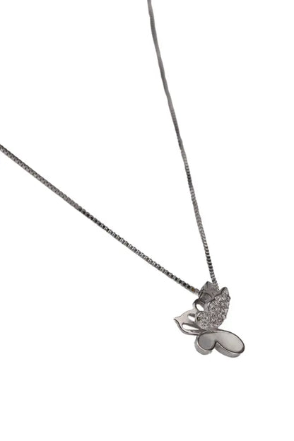 Rhodium Plated Mariposa Butterfly Pendant Chain
