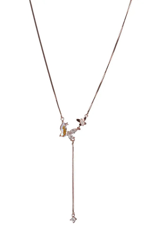 Rose Gold Luxe Gem Butterfly Chain