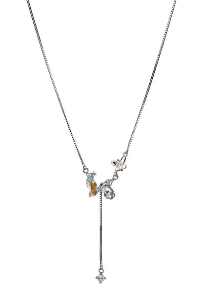 Rhodium Plated Radiant Butterfly Chain