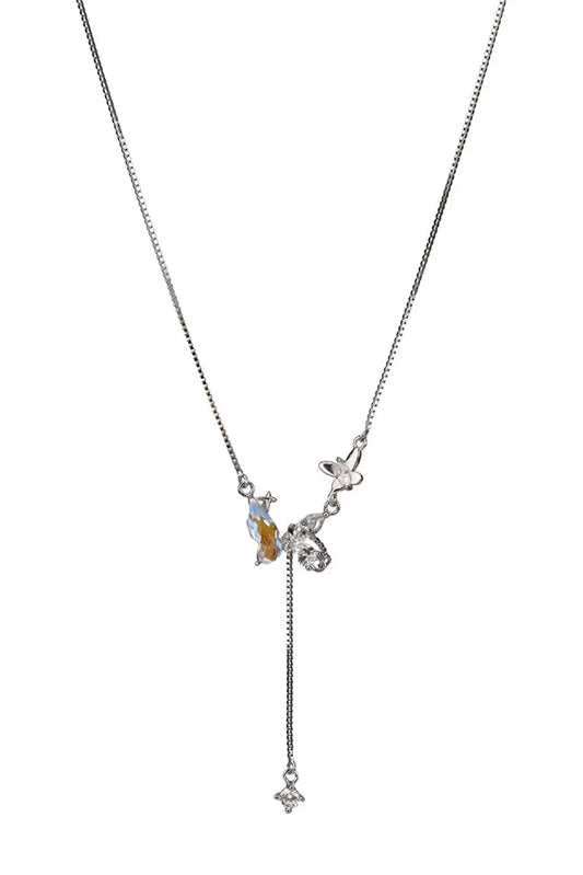 Rhodium Plated Radiant Butterfly Chain
