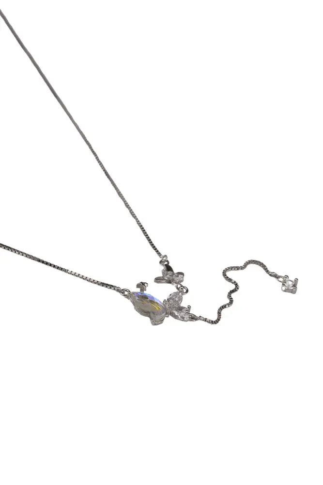 Rhodium Plated Radiant Butterfly Chain