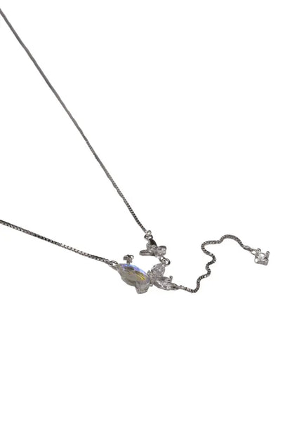 Rhodium Plated Radiant Butterfly Chain