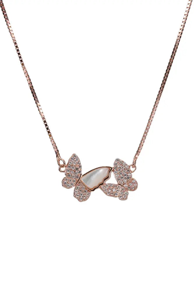 Rose Gold Trefoil Bloom Pendant With Chain