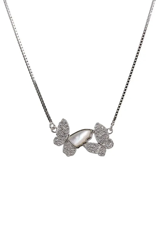 Rhodium Flutter Wing Pendant