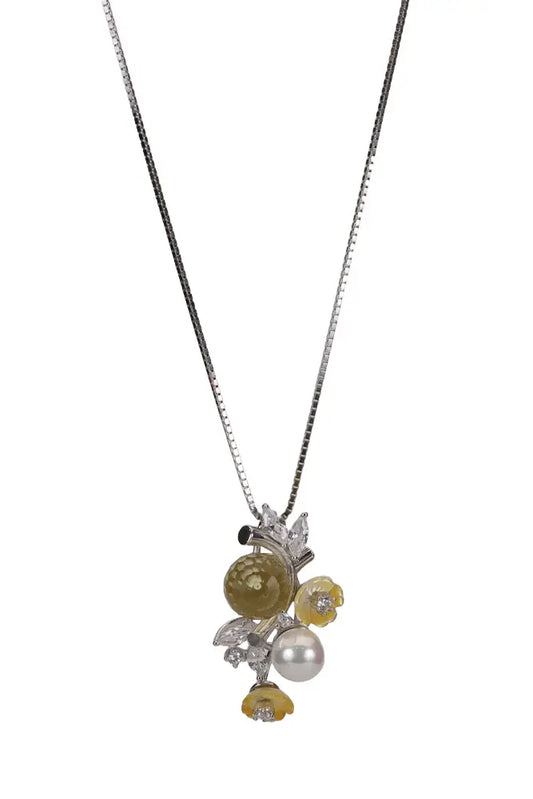 Rhodium Zinnia Pendant With Stud