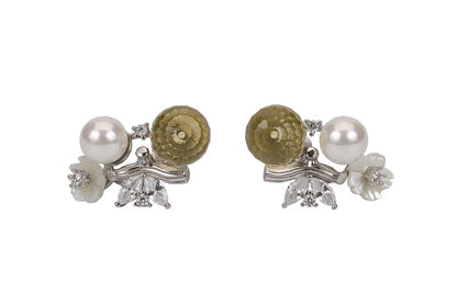 Rhodium Shrub Pendant Stud With Chain