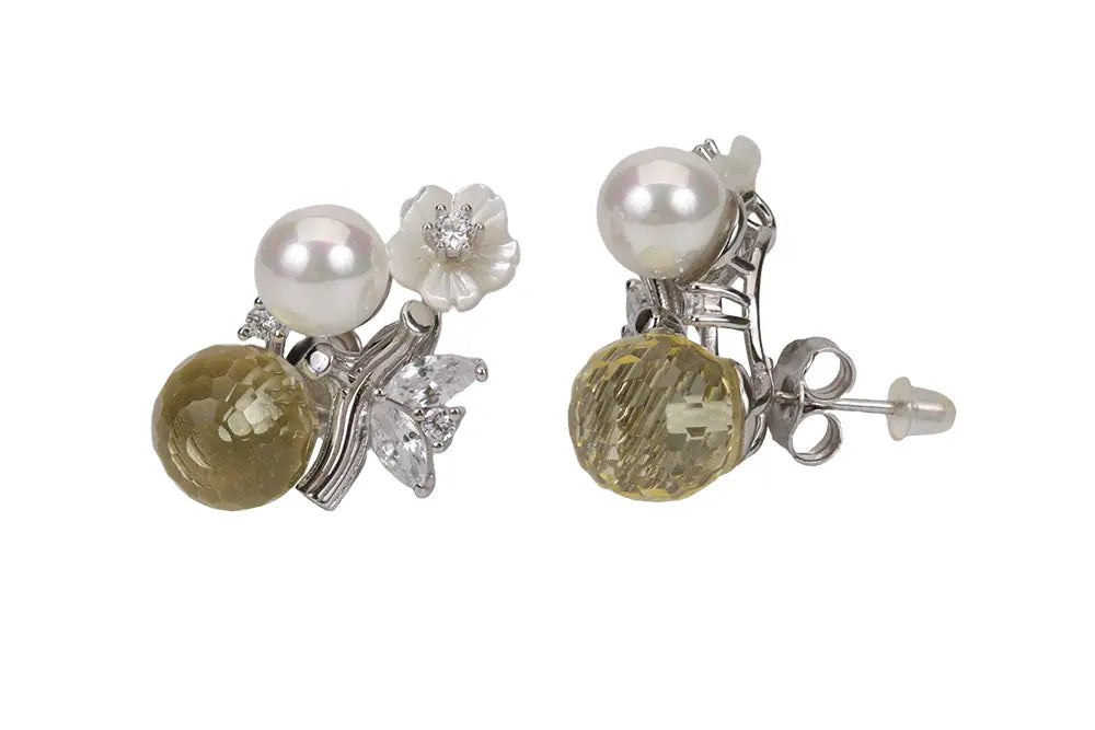 Rhodium Shrub Pendant Stud With Chain