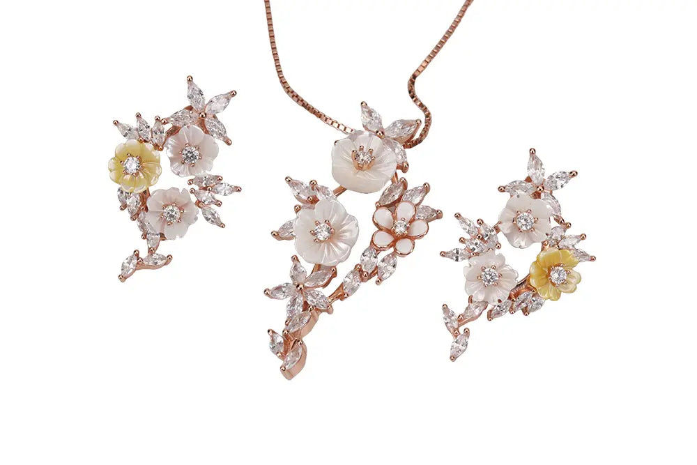 Rose Gold Mop Ocean Wave Chain With Stud