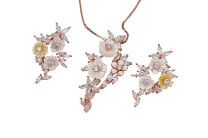 Rose Gold Mop Ocean Wave Chain With Stud