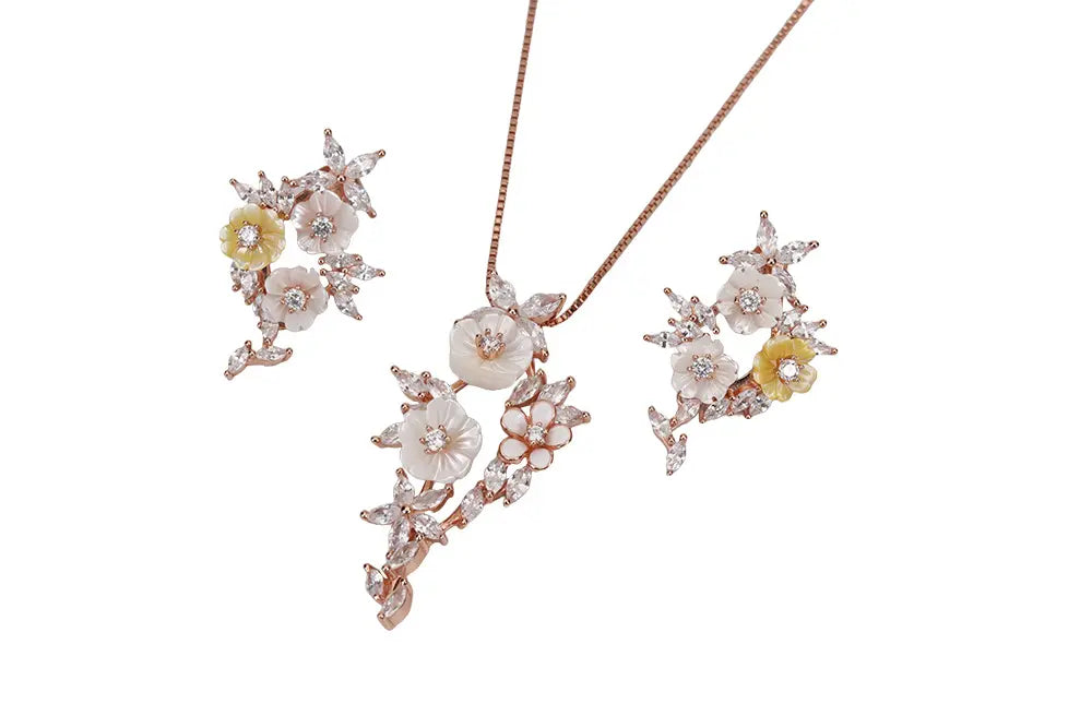 Rose Gold Mop Ocean Wave Chain With Stud