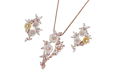 Rose Gold Mop Ocean Wave Chain With Stud