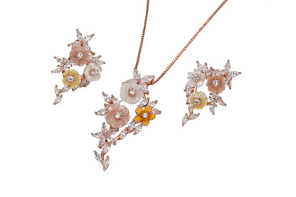Rose Gold Mop Pastel Shade Stud With Pendant