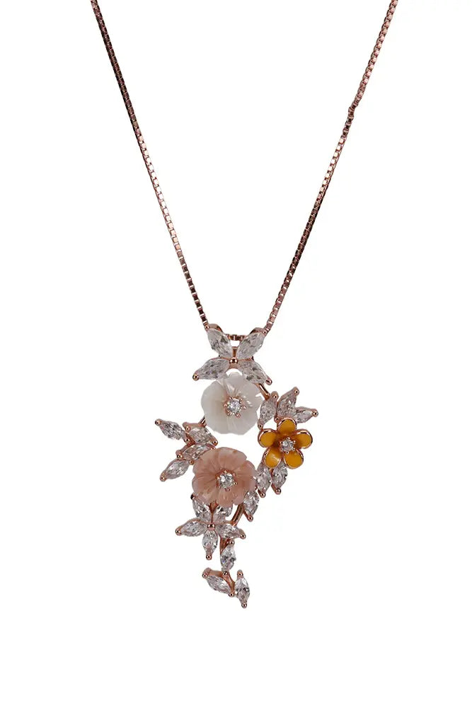 Rose Gold Mop Pastel Shade Stud With Pendant