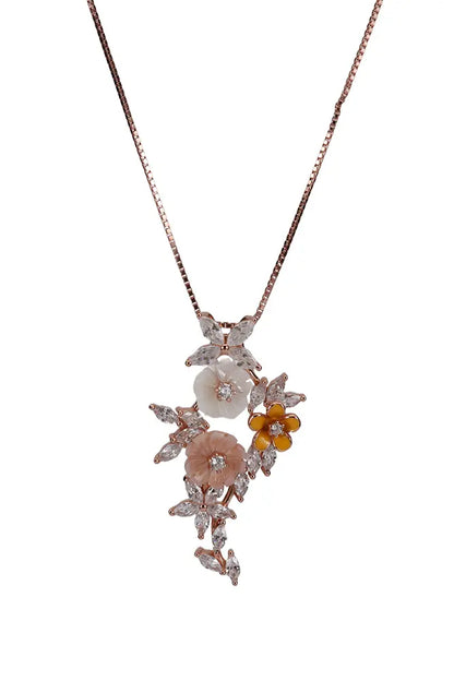 Rose Gold Mop Pastel Shade Stud With Pendant