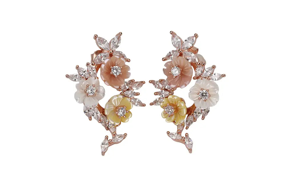 Rose Gold Mop Pastel Shade Stud With Pendant