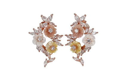 Rose Gold Mop Pastel Shade Stud With Pendant