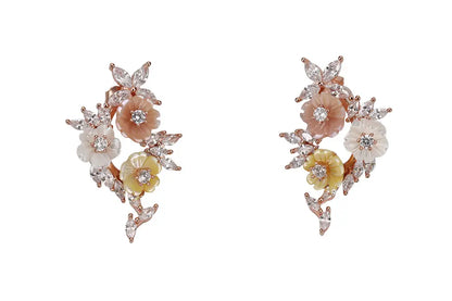 Rose Gold Mop Pastel Shade Stud With Pendant