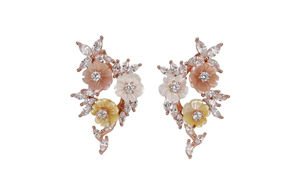 Rose Gold Mop Pastel Shade Stud With Pendant