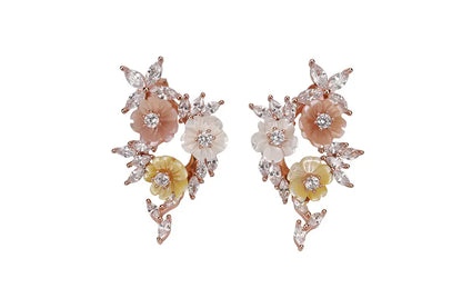 Rose Gold Mop Pastel Shade Stud With Pendant