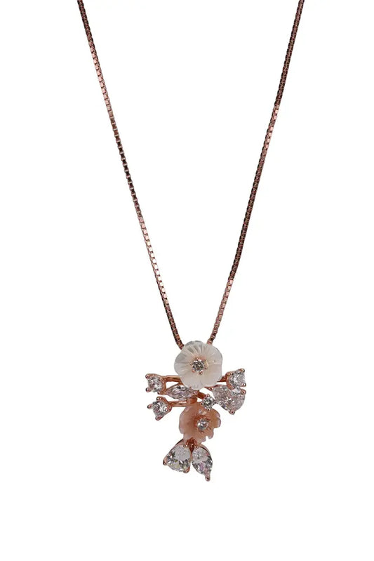 Rose Gold Plated Glow White And Pink Chain With Stud